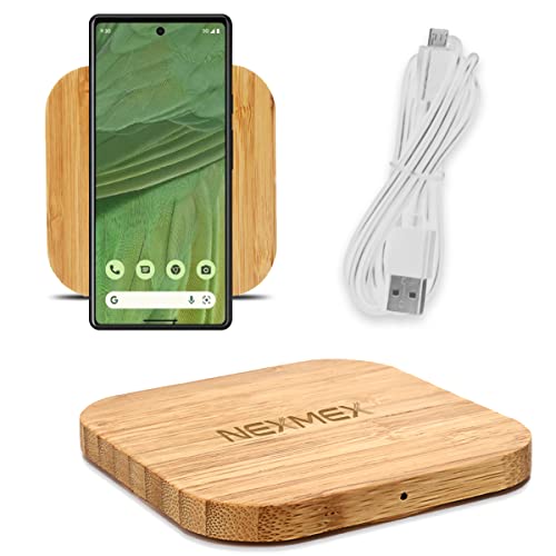NEXMEX QI Induktive Ladestation aus Bambus kompatibel mit Gigaset GX6 Induktionsladegerät aus Echtholz Wireless Charger Kabelloses Universal Schnellladegerät
