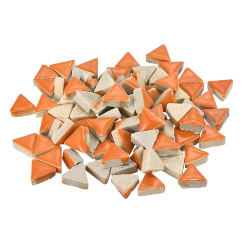 QUARKZMAN 200g Baldosas De Mosaico Cerámico Para Manualidades Al Por Mayor, Baldosas Cerámicas Triangulares Naranjas Para Kits De Mosaico, Piedra De Jardín, Posavasos