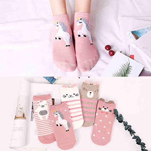 KESYOO 5 pares de meias femininas de algodão fofas divertidas com desenho de animal para mulheres, p