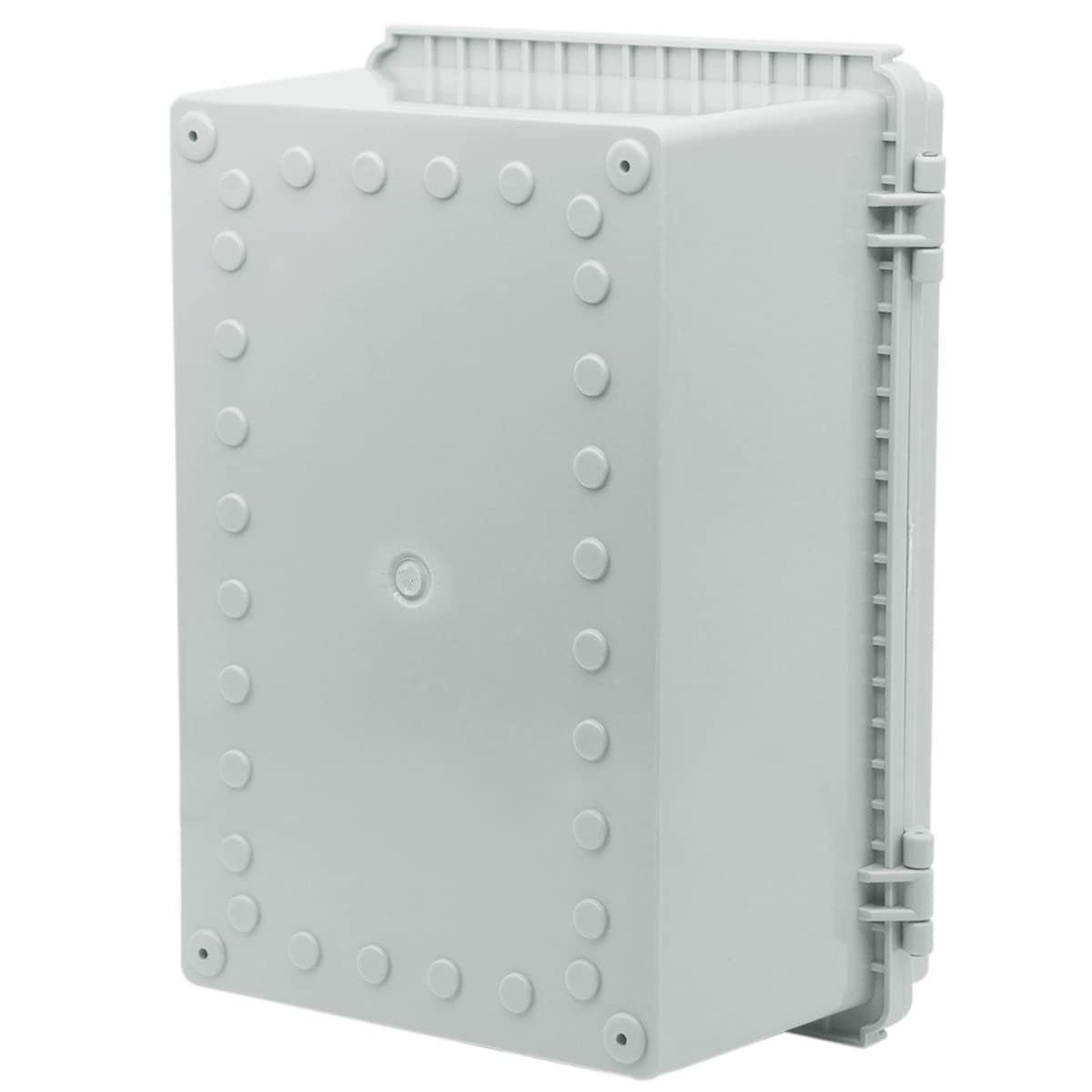 Zulkit Scatola di giunzione in plastica ABS resistente alla polvere impermeabile IP67 Scatole elettriche incernierate Esterno universale Grigio Fibbie in acciaio inossidabile 29 x 19 x 14 cm