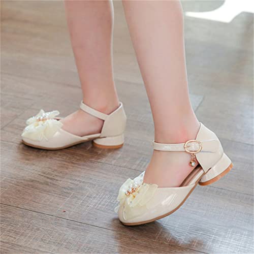 Toddler Girls Summer Sandals Girls Dress Shoes Wedding Party Vacation Party Shoes Low Heel Mary Jane Princess Shoes (White, 2.5 Big Kids)4