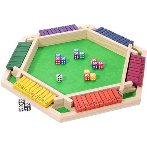 Shut The Box Game Large for 6 Players, 15 inch Wooden...