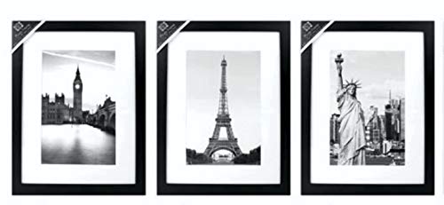 JMS we create smile Pack of 4 Black Colour 8 x 10/20 x 25cm Photo Frame Set - Wall Hang or Tabletop