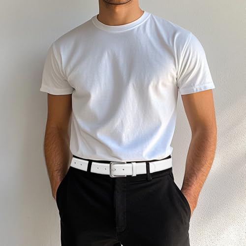 maikun Mens Black Leather Belt, Casual Dress Belts For Men, Classic Design Pin Buckle2