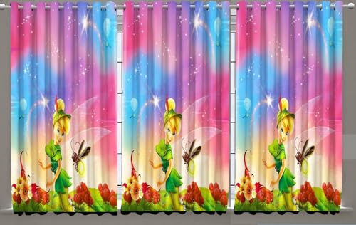 Image of 3D Printed Fairy Design Girls Room Curtains for Kids Room, Decorative Window parde for School, 4x9 feet, Pack of 2 pcs