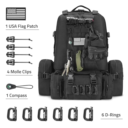 CVLIFE 60L Tactical Backpack for Men Women Military Large Army Rucksack With D-Ring Molle Clips Compass Accessories 3 Da - Additional View