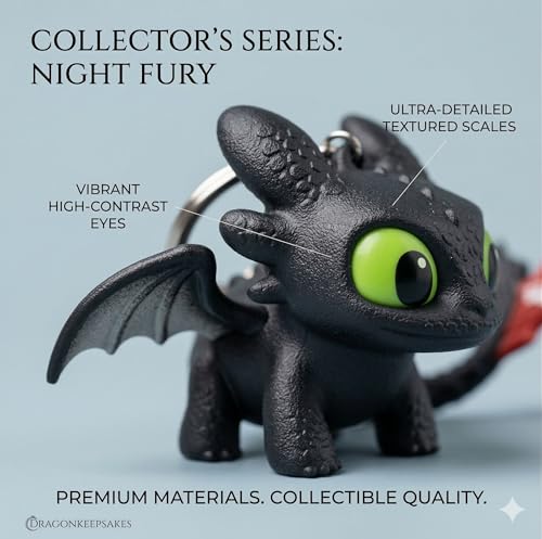 Image of DEVAR Dragon Keychain Toy with LED Light & Moving Wings, Night Fury Glowing Dragon Keychain | Mini Fantasy Figure Creature Charm for Car Dashboard, Bike Keys, Backpack Bag Accessory & Kids Gift