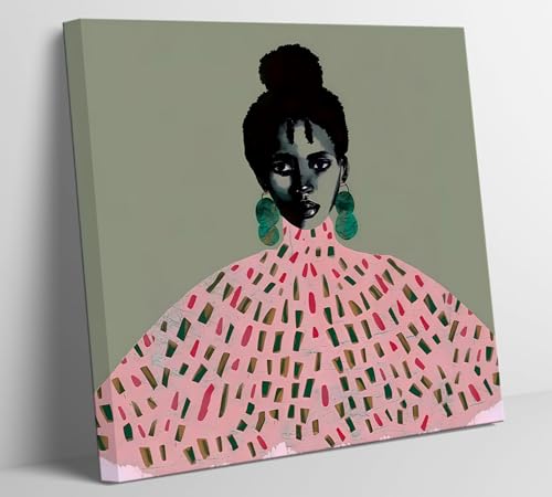Framed Black Woman Wall Art Modern Afrocentric Canvas Wall Decor