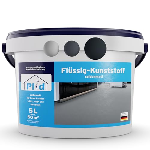 Plid® Plastique liquide intérieur extérieur gris anthracite 5 L – Peinture béton imperméable, protection sols et murs, revêtement terrasse, atelier,...