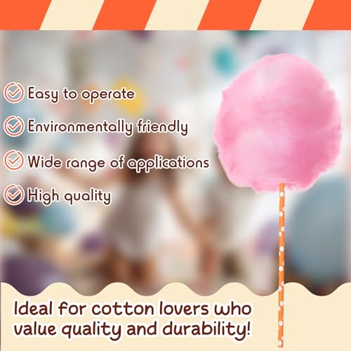 Image of Reallnaive 200 Pieces Cotton Candy Cone 13.8 inch Cotton Stick, Bright Colors | Random Color, Paper Straw Cones Holder, Colorful Sticks for Birthday Wedding Holiday Party
