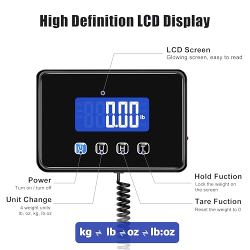Image of KUAIVO Shipping Scale, 660lbs Heavy Duty Digital Postal Scale for Packages, 0.7oz High Accurate Postage Scale for Small Business, Luggage, Home Use, Battery & Charging Cable Include