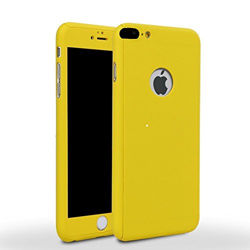iPhone 7 Plus 5.5 Inch Full Body Hard Case-Auroralove Yellow 360 Degree Full Protective Slim Sleek Front Back Case for iPhone 7 Plus 5.5 Inch with Tempered Glass Screen Protector