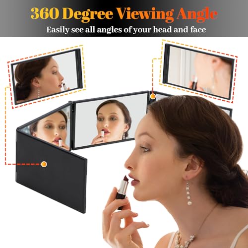 Espejo plegable portátil rectangular para maquillaje y corte miniatura 4