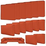 Tounosnt 14 Pcs Outdoor Patio Cushion Covers, Replaceable Waterproof Furniture Covers, Outdoor Non-Slip Covers with Zippers, Couch 3 Sizes, Covers Only, Orange