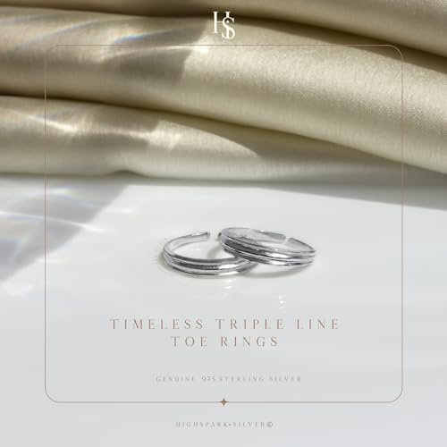92.5 Sterling Adjustable Toe Rings Contemporary Style & Stunning Shine Two Line