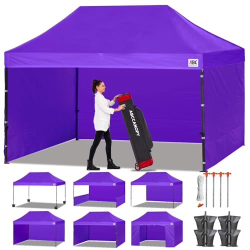Image of ABCCANOPY Heavy Duty Easy Pop up Canopy Tent with Sidewalls 10x15, Purple