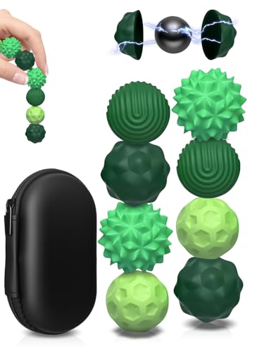 8 Stück Magnetische Fidget Toys, Magnetic Fidget Balls Magnetkugeln Stressball Silikon Magnetische Sensorik Bälle, Anti Stress Stimming Sensorik Spielzeug für Kinder & Erwachsene ADHS (Grün)