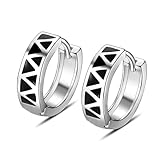Pendientes de aro para mujer, aretes de boda, color plateado y negro, postes ocultos a presión, ligeros para cumpleaños