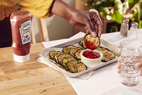 Heinz Tomato Ketchup 50 Prozent weniger Zucker und Salz* – Tomatenketchup in Kopfsteherflasche – 10 x 500 ml