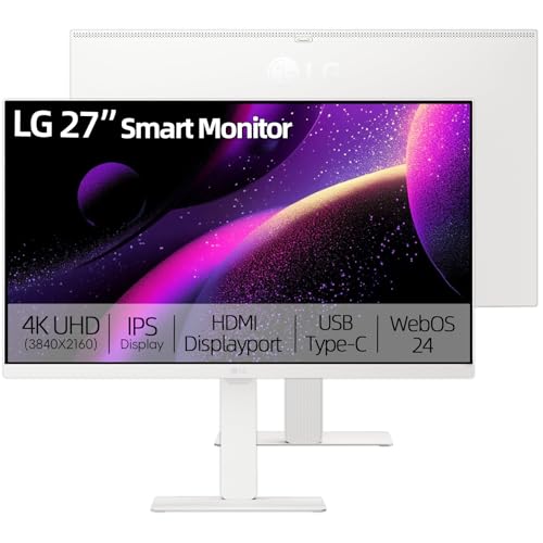 Image of LG 27 inch UHD Smart Moniton, 4K (3840 x 2160) IPS Display, WebOS, HDR10, Built-in Speakers, Remote Control, Screen Share, Bluetooth, HDMI, USB Type-A|C, Height & Tilt Adjustable Stand