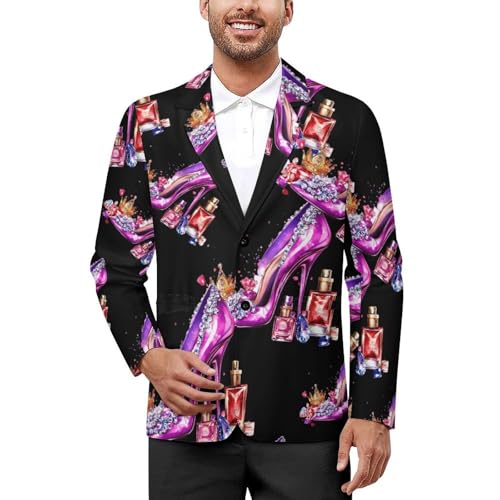 Birthday and Queen Casual Men's Blazers Two Button Lapel Suits Jacket Lightweight Sport Coats