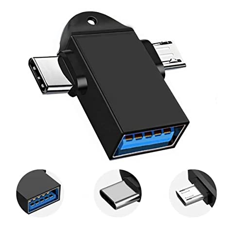 LIRAMARK 2 in1 OTG Adapter, USB 3.0 Female to Micro-USB Male and Type-C Male Connector Aluminium High Speed Data OTG for All Type-C Smartphone & All Android Mobiles (Black) (B0CRR75WFJ) Amazon Price History, Amazon Price Tracker