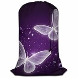 Swono Purple Butterfly Laundry Bags 28' x 40', Magic Flying Animal Sparkle Laundry Hamper Basket, Versatile - Multi Use, Oxford Cloth