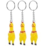 PartyKindom 3 Pack Screaming Chicken Keychain, Mini Rubber Squeeze Screaming Chicken Toy Pendant Keychain for Bags Keys