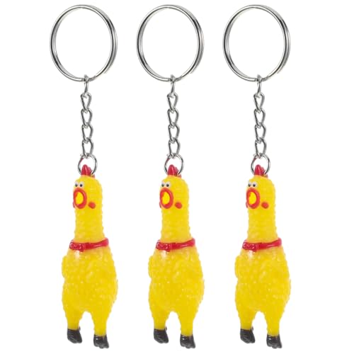 NUOBESTY 3 Pack Mini Squeeze Screaming Chicken Keychain - Funny Y...