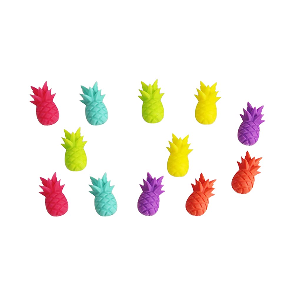 Cabilock Wine Glass Markers Silicone Drink Markers Pineapple Wine Glass Charms Anti Slip Wine Pendant Reusable Wine Glass Identifier for Bar Party Martinis Cocktail 12Pcs Marker