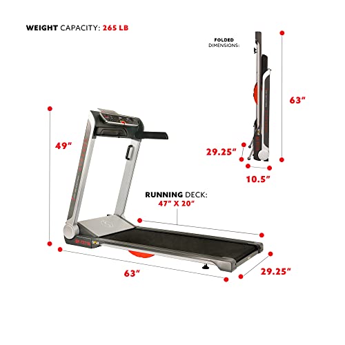 Image of Sunny Health & Fitness Strider Foldable Treadmill, 20-Inch Wide Running Belt with Optional Exclusive SunnyFit App and Enhanced Bluetooth Connectivity | 2.5HP Motor, 20 inch Wide Running Surface, Foldable Design, Bluetooth App, Heart Rate Sensors, USB Charging