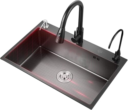 Évier de cuisine simple bac inox 68x45 sous plan avec vidage complet - 2