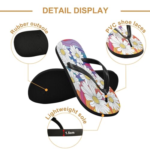 STAYTOP White Daisy Flip Flops Sandals of Men's & Women's,Sandals Beach Slippers Shower Slides2