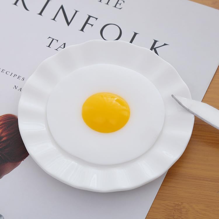 2Pcs Fake Eggs Realistic Fried Egg Props, Squishy Prank for Easter Decorations, Cooking Gags, Miniature Displays