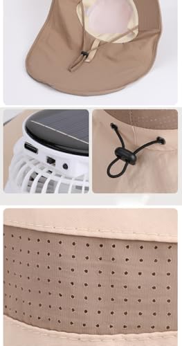 Kids USB Solar Fan Sun Hat with Neck Flap Bucket Fishing Hat Sun Protection Cap for Teens Boys Girls2