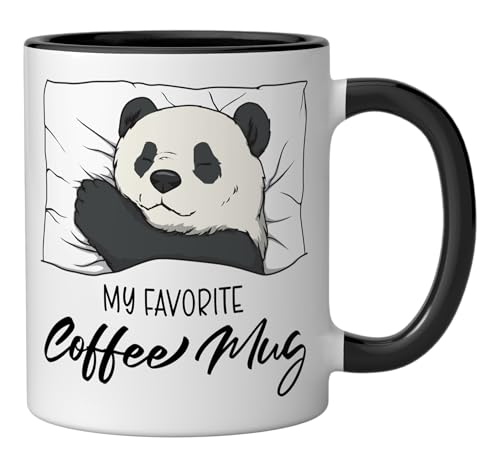 Taza de cerámica Panda durmiendo 11 oz blanco y negro miniatura 2
