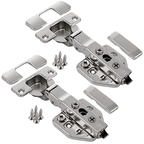 Lot de 2 butées d'angle LANZZAS - Charnière d'armoire à 110 ° - Avec plaque de montage 3D - Capuchons et vis - Kit complet Cover