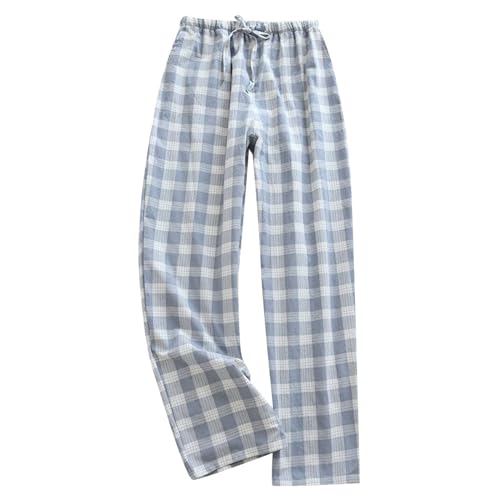 Pijama para hombre, conjunto de pijama para hombre, ropa de casa para hombre, pantalones de pijama de algodón lavables, pantalones de pijama de algodón puro, pantalones finos a cuadros japoneses para
