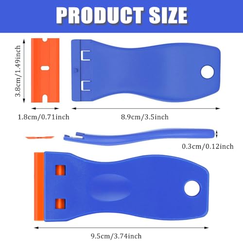BAVALIN Blau Mini Kunststoff Schaber Set - 1 Stück Plastikschaber mit 20 Stück Kunststoff Ersatzklingen Plastikspachtel für Vinyl, Aufkleber, Sticker, Kleber