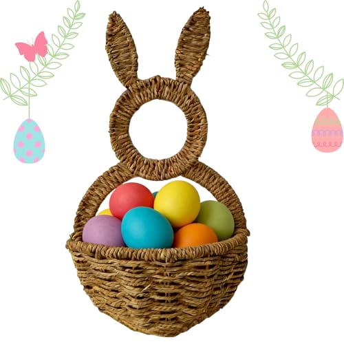 Cesta de conejo de Pascua de ratán exterior e interior granja 2