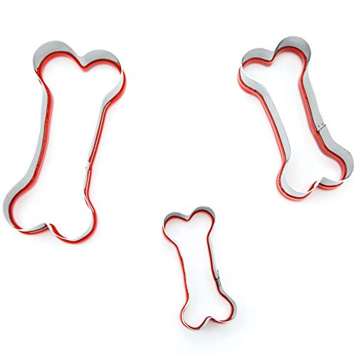 3 Pieces Dog Bone Cookie Cutters Set, Dog Treats Cookie Cutter, Dog Bone Shapes Cutters, Homemade Dog Biscuit Treats Cutters, Coated With Soft Pvc For Protection, 2.4" 3.2'' 3.9'' #TOP7
