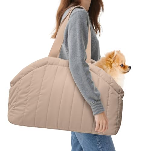 Tranquitas Dog Purse Carrier for Small Dogs - Dog Carrier Purse with Secure Harness Clip, Dog Tote Bag for Small Dogs and Puppies - Brown by Tranquitas - Used condition - US$15.12