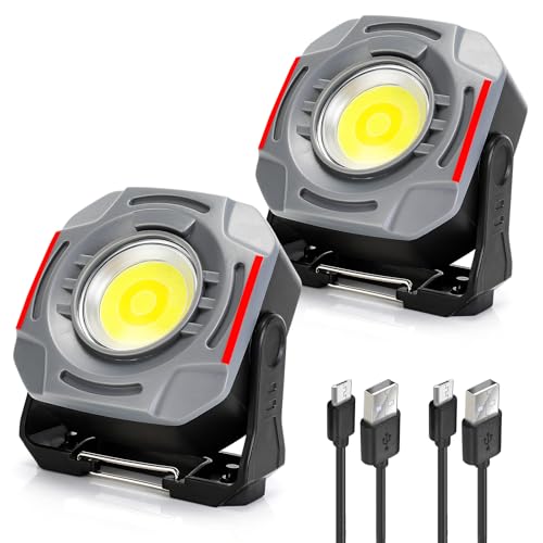 SUNPRO Magnetic Work Light Rechargeable, Portable FloodLight with Hook, Stepless Dimmable for Camping Car Repairing Emergency Job Site Lighting(2, Grey)
