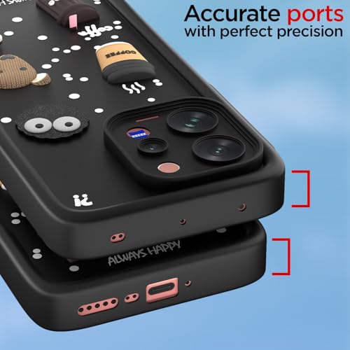 Image of Pikkme Back Cover for Vivo V70 5G | 3D Bear Silicone Cute & Fun Coffee Cartoon | Full Body Protection Bumper Case (Black)