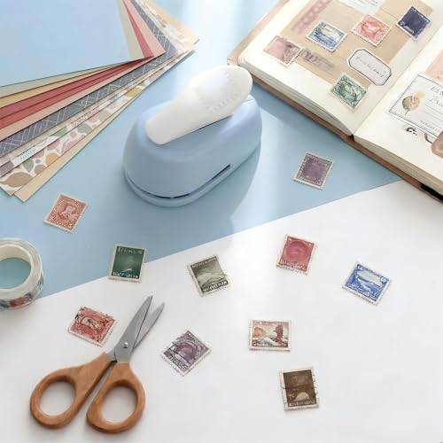 Image of Postage Stamp Punch, Stamp Puncher Tool, for Crafting Paper Crafting Scrapbooking DIY Card Making Arts Crafts Supplies, Finished Product 1.8 x 2 cm (Blue)