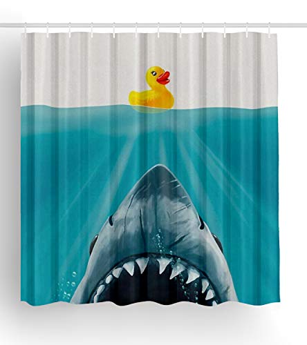 Jagfhhs Save Ducky Shower Curtain Shark Waterproof Bath Curtains with 12 Hooks Rings 60 x 72 inch