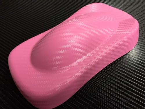 LZLRUN Pink 3D Carbon Fiber Car Vinyl Wrap Self Adhesive Film 1 x 5ft - 4