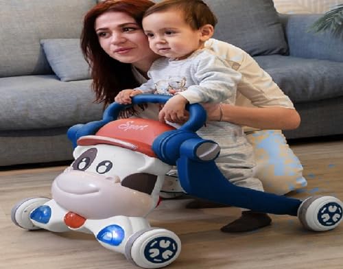 Image of BabyTeddy Patented 5 in 1 Activity Baby Walker Push Walker Scooter Bike Anti-o Shaped Leg Anti-Fall Music Box Baby (Blue-Orange)