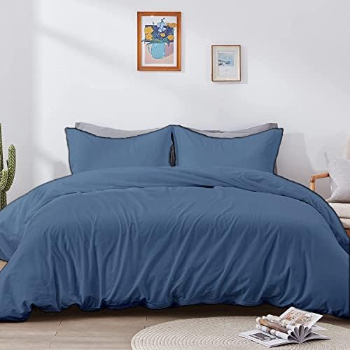 Hotel Luxury - Juego de funda de edredón de 3 piezas de algodón egipcio de fibra larga de 800 hilos, tamaño King de 136 x 120, cierre de botón