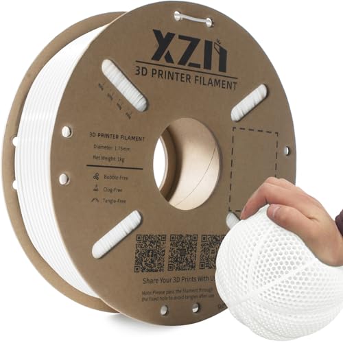 Image of TPU 95A Filament 1.75mm, Soft 95A Flexible 3D Printer Filament, 1KG Spool (2.2 lbs), Dimensional Accuracy + /- 0.02 mm, Vacuum Sealed, Excellent Layer Adhesion, Fits Most FDM Printers (TPU White)